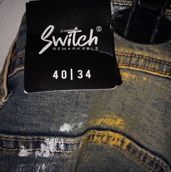 Yellow and White Bootcut Jeans with Distressed Details - Picture 3 of 7